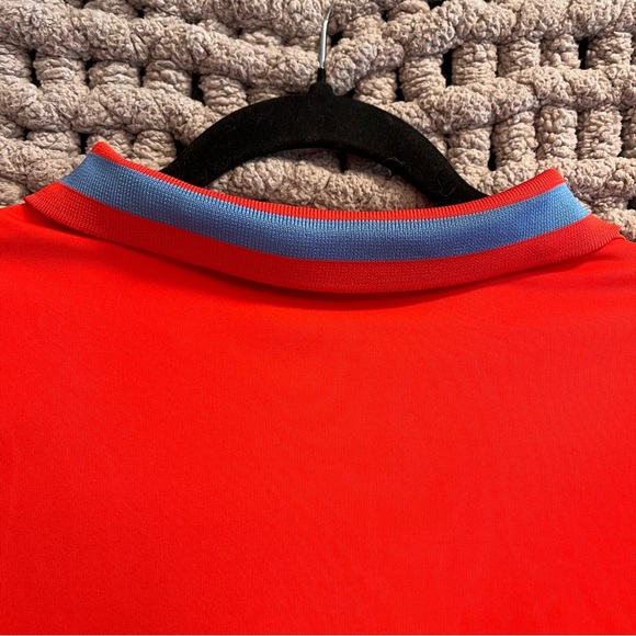 Nike Vibrant Red Polo Golf Shirt with Geometric Pattern Size Large - Picture 9 of 11